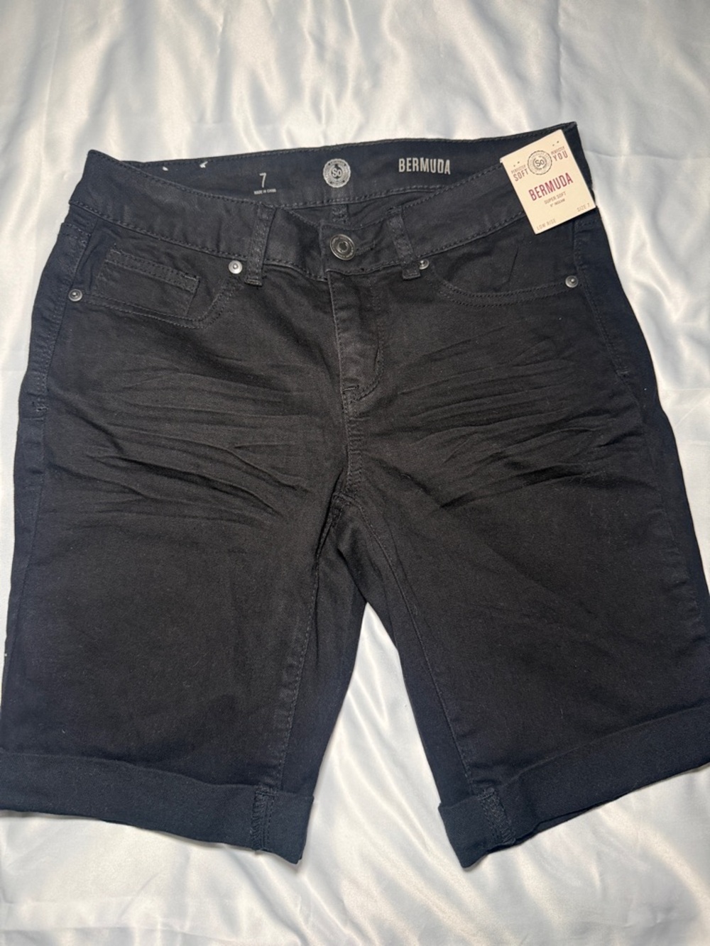 SO Black Bermuda Shorts with Cuffed Hem